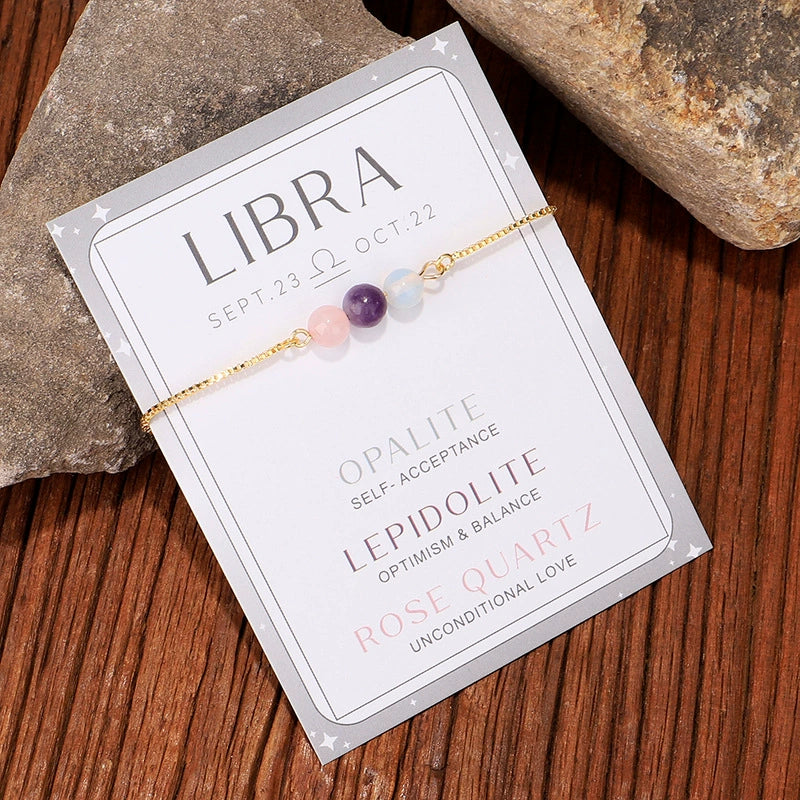 Twelve Constellation Moonstone Combination Color Protection Women's Bracelet