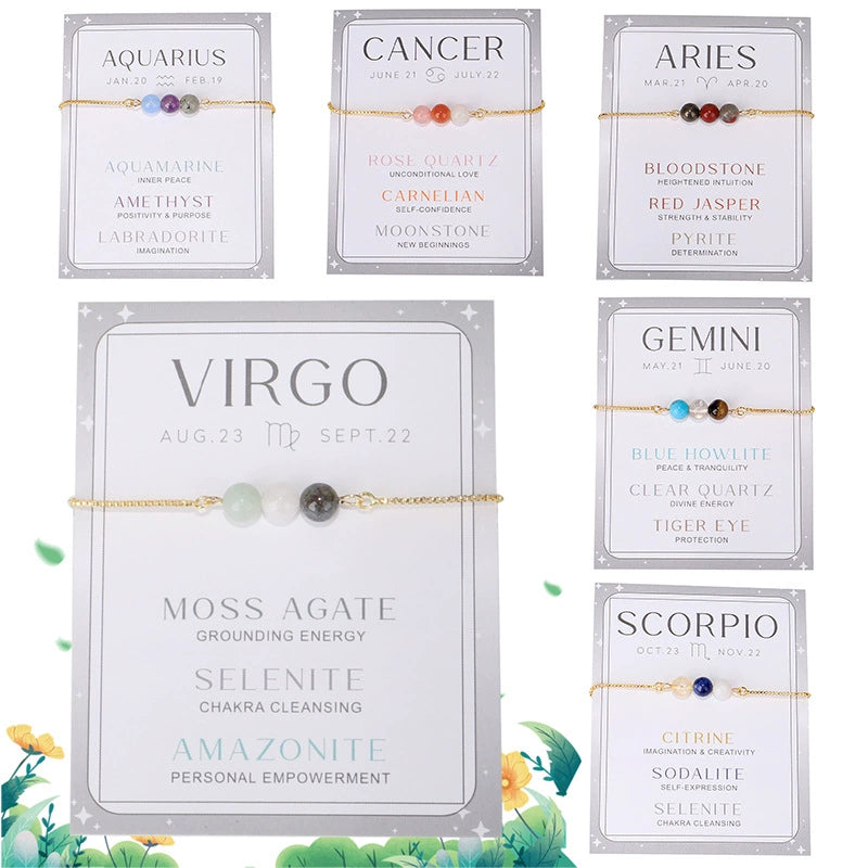 Twelve Constellation Moonstone Combination Color Protection Women's Bracelet