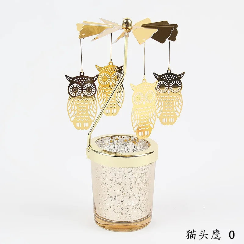 Metal Rotating Spinner Carousel Candle Tea Light Holder