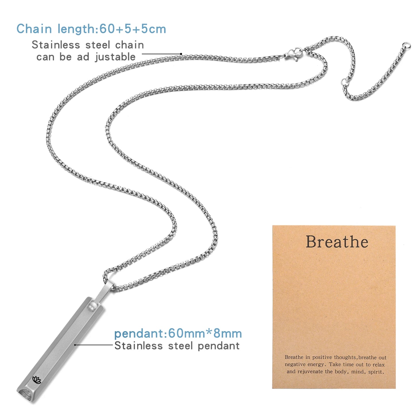 Anxiety Breathing Necklace Stainless Steel