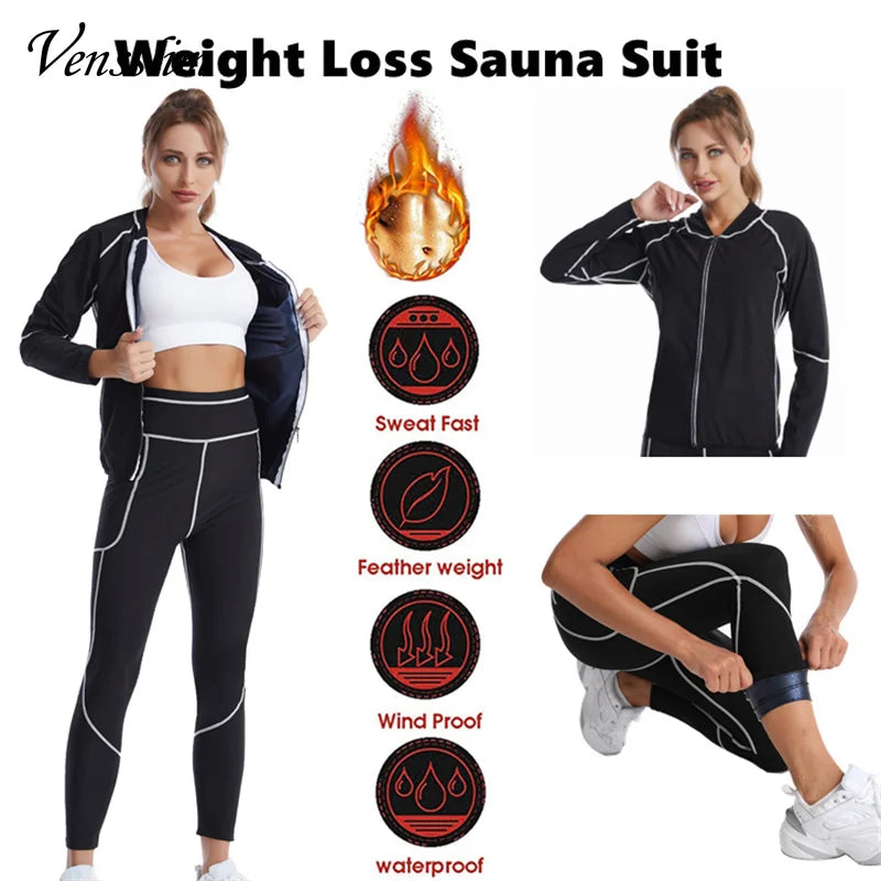 Women White line Shirt Sweat Sauna Pants Body Shapers