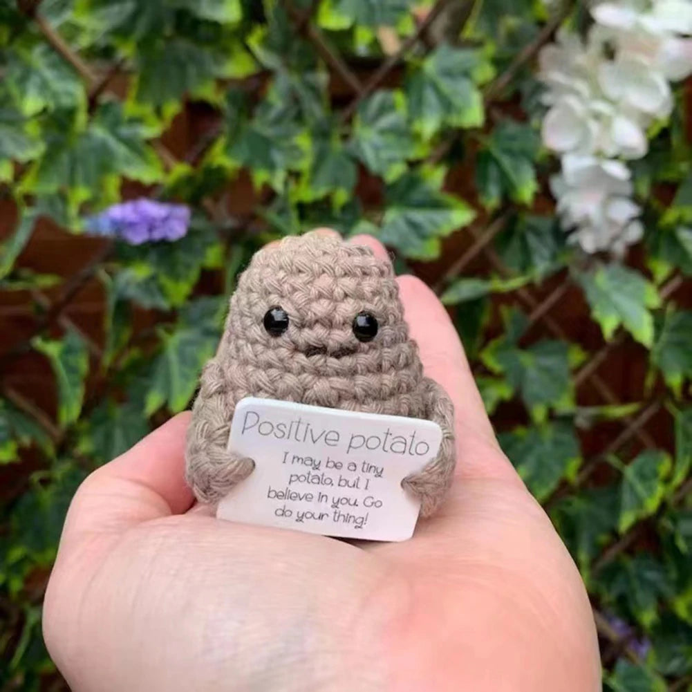 Cute Potato Wool Knitted Doll With Positivity Affirmation Cards
