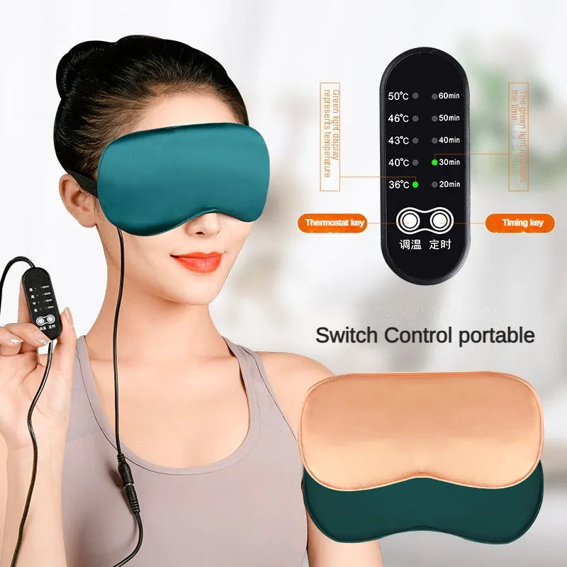 Silk Sleep Mask USB Heated Eye Mask, Hot Steam Compress