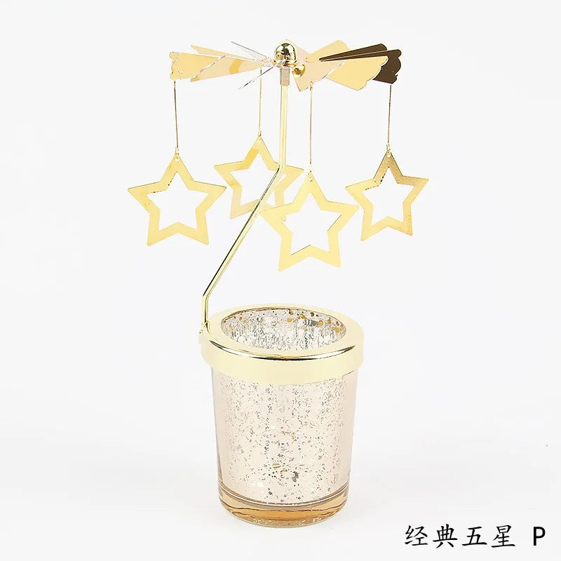 Metal Rotating Spinner Carousel Candle Tea Light Holder