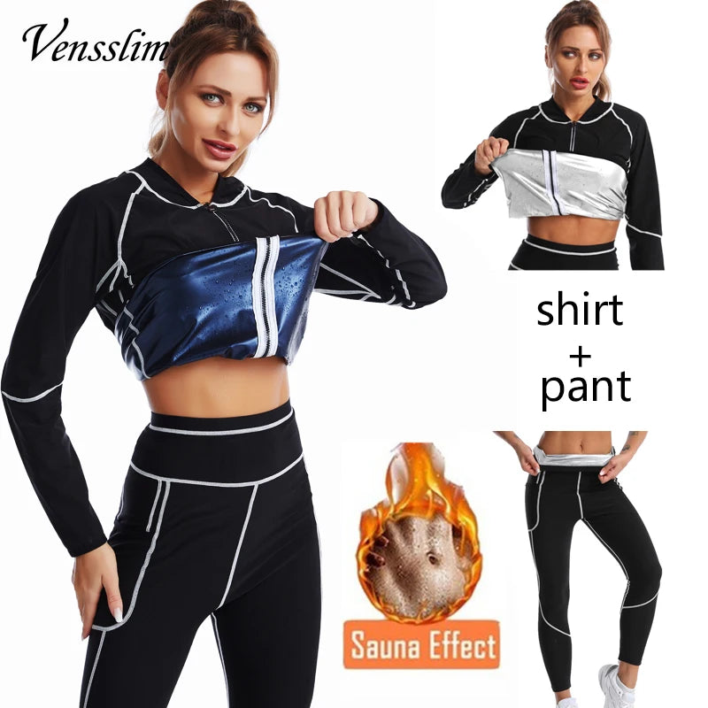 Women White line Shirt Sweat Sauna Pants Body Shapers