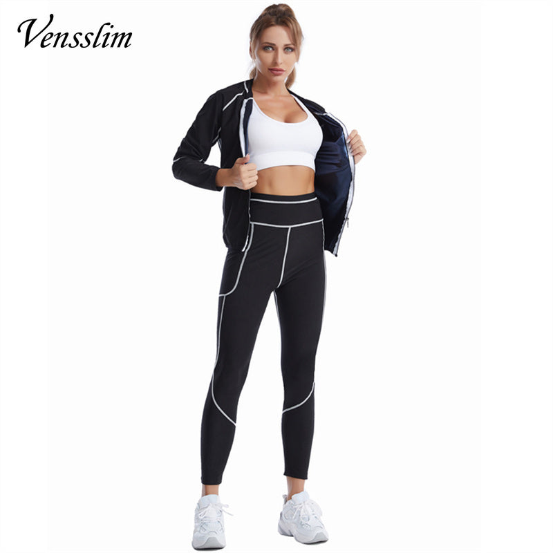 Women White line Shirt Sweat Sauna Pants Body Shapers