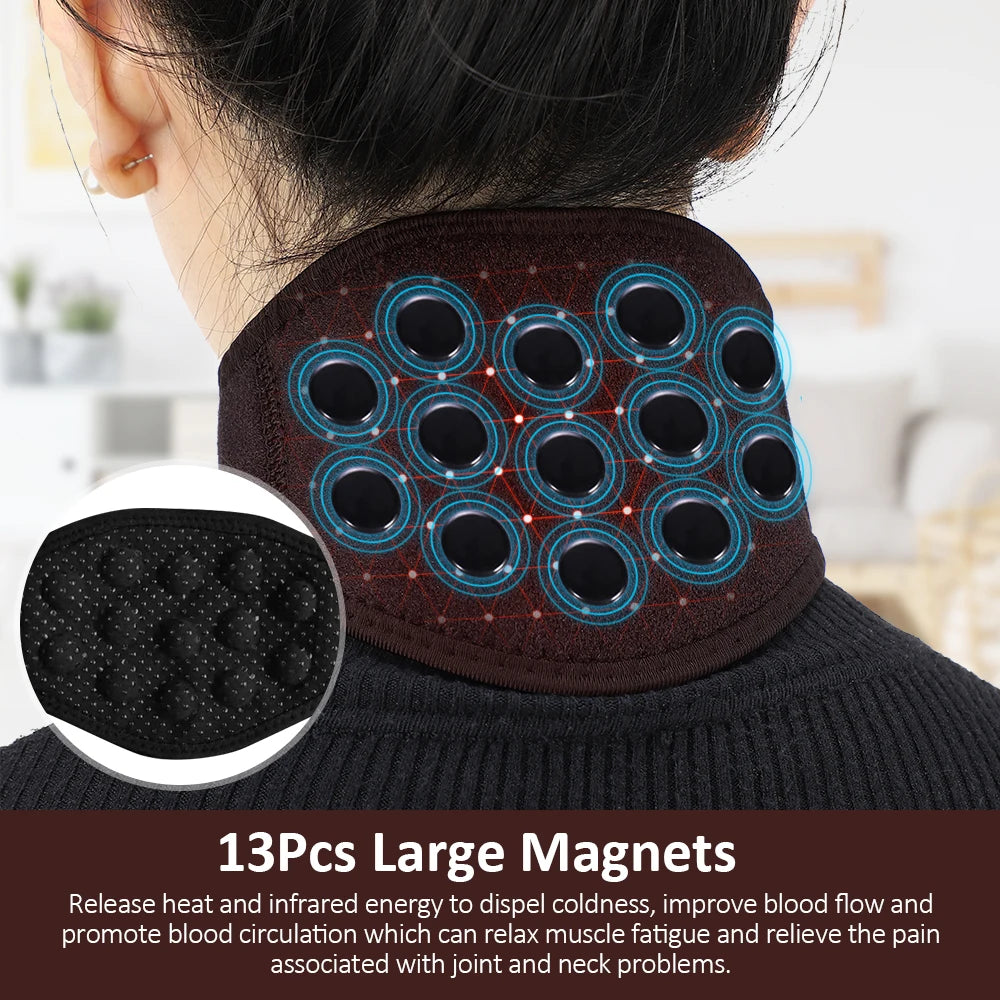 Tourmaline Magnetic Therapy Neck Brace Belt Pain Relief Massage Cervical Vertebra Protection Support Self-Heating Neck Care Belt