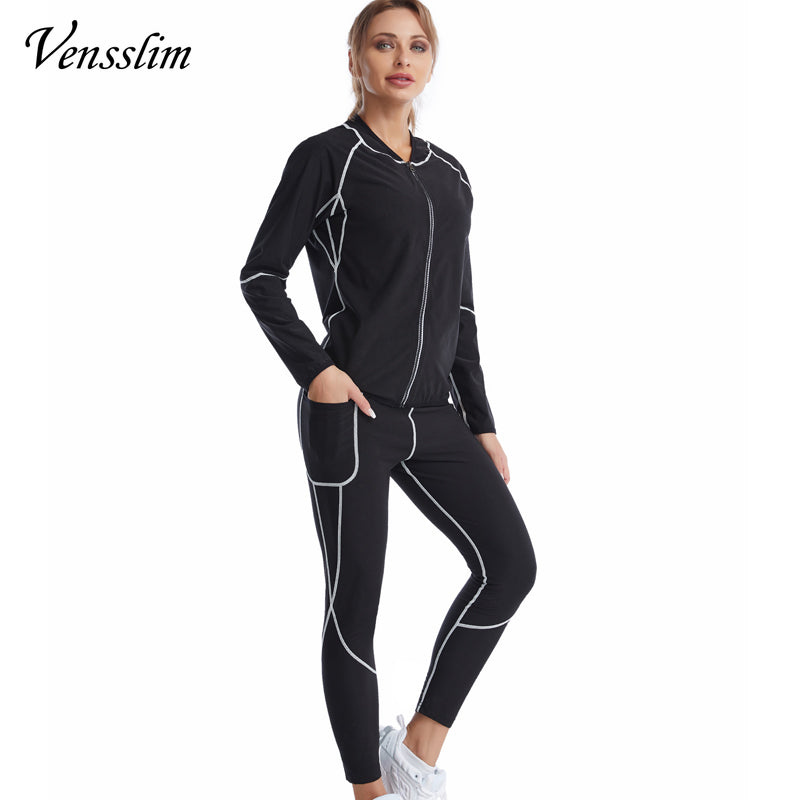 Women White line Shirt Sweat Sauna Pants Body Shapers
