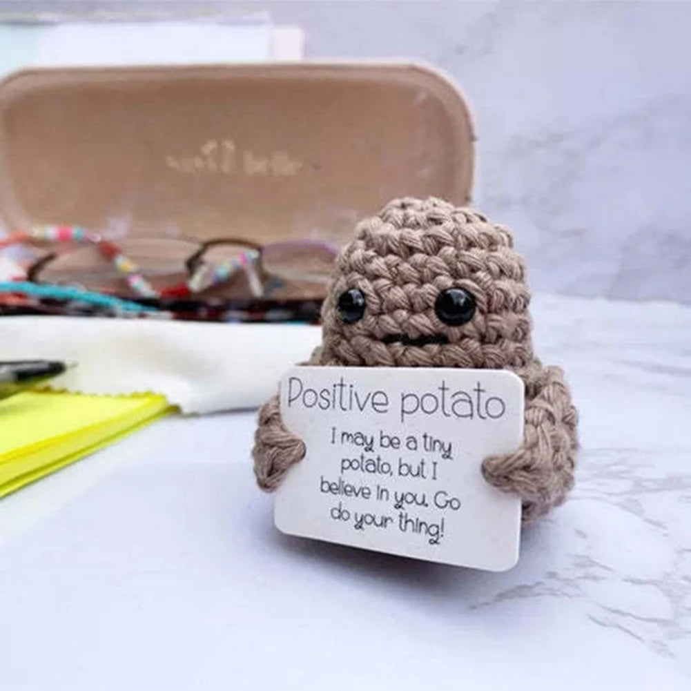 Cute Potato Wool Knitted Doll With Positivity Affirmation Cards