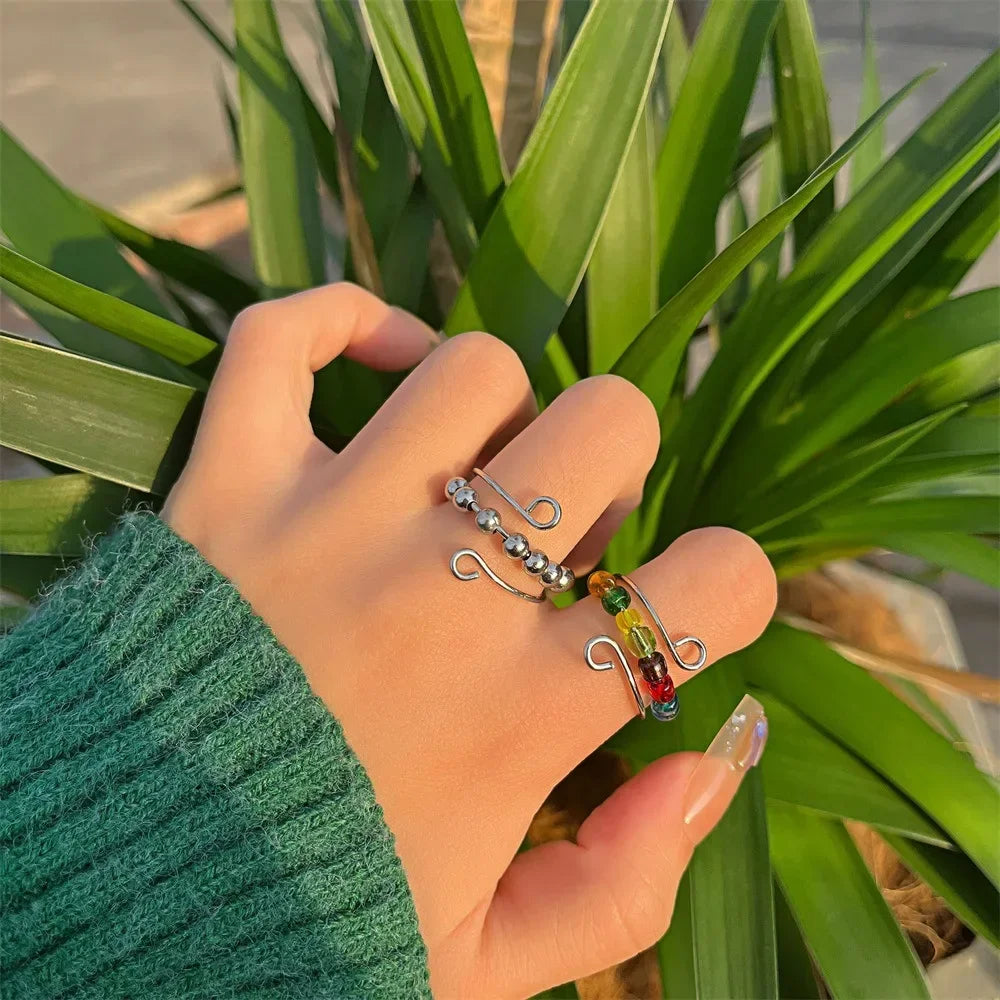 Anxiety Ring, Rotate Freely, Anti Stress, Adjustable Spinner Fidget Ring