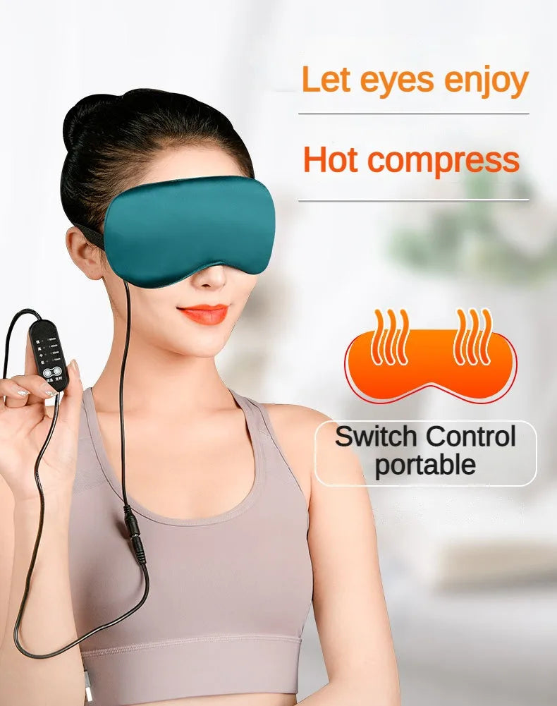 Silk Sleep Mask USB Heated Eye Mask, Hot Steam Compress