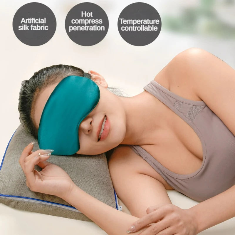 Silk Sleep Mask USB Heated Eye Mask, Hot Steam Compress