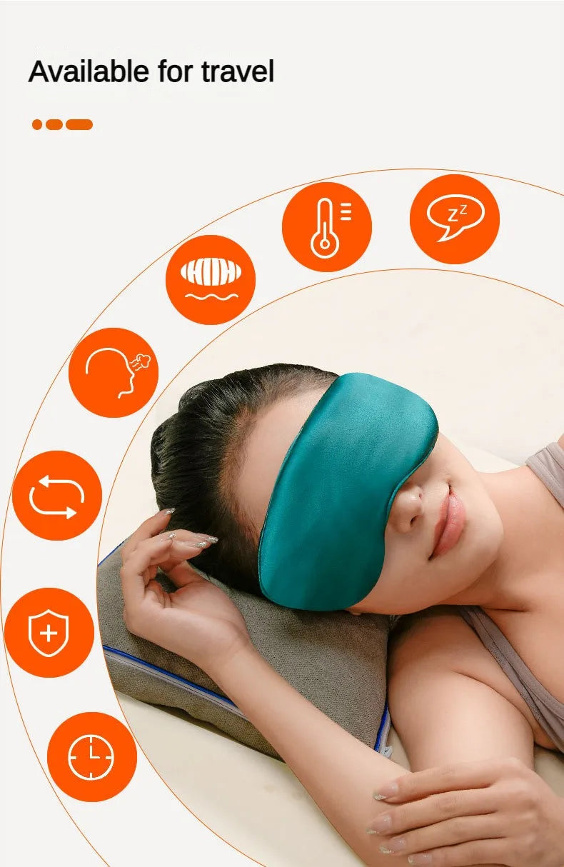 Silk Sleep Mask USB Heated Eye Mask, Hot Steam Compress
