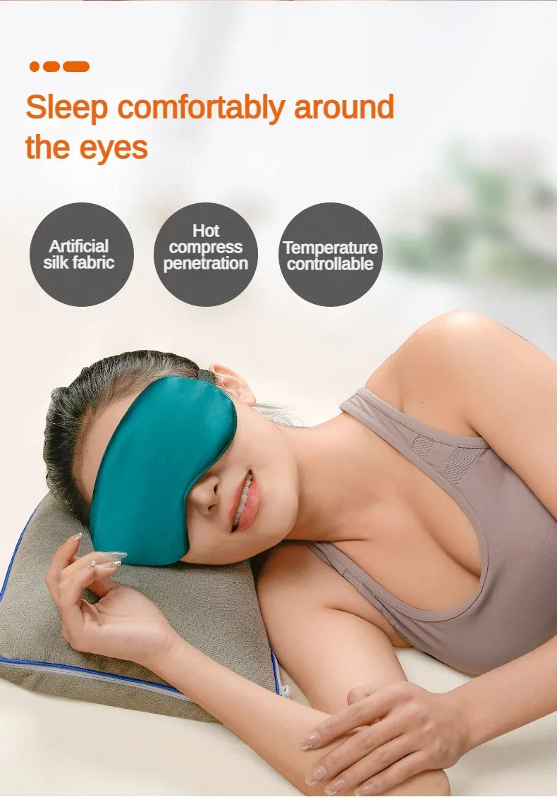 Silk Sleep Mask USB Heated Eye Mask, Hot Steam Compress