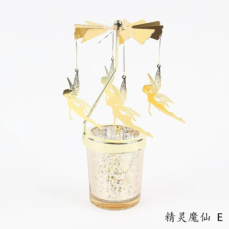 Metal Rotating Spinner Carousel Candle Tea Light Holder