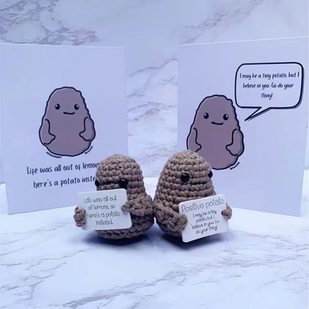 Cute Potato Wool Knitted Doll With Positivity Affirmation Cards