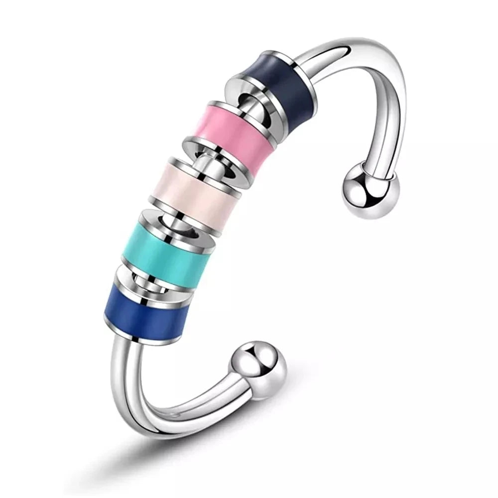 Zircon Beads Cross Fidget Ring With Card for Anxiety Relief