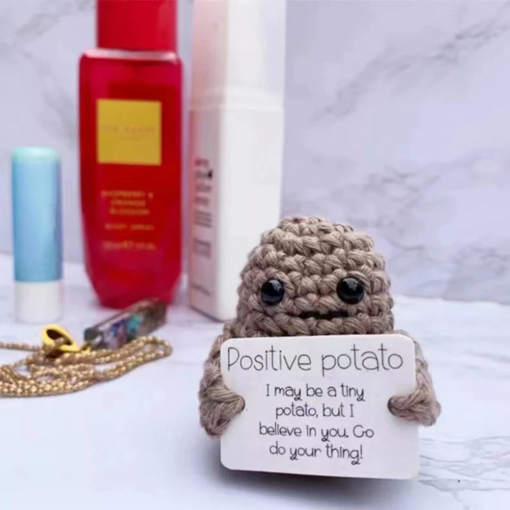 Cute Potato Wool Knitted Doll With Positivity Affirmation Cards