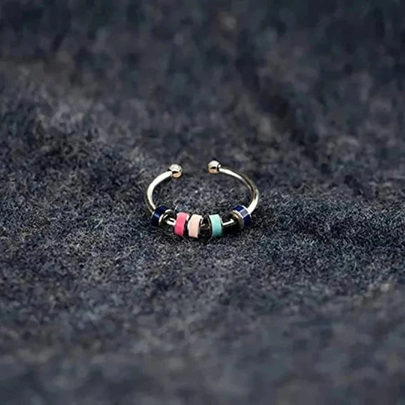 Zircon Beads Cross Fidget Ring With Card for Anxiety Relief