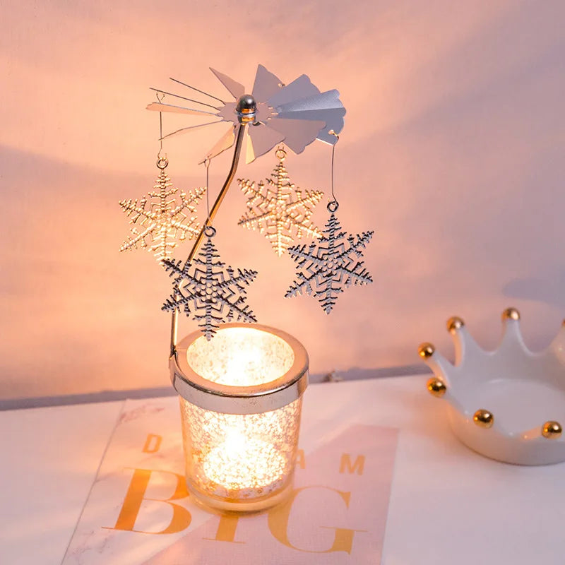 Metal Rotating Spinner Carousel Candle Tea Light Holder