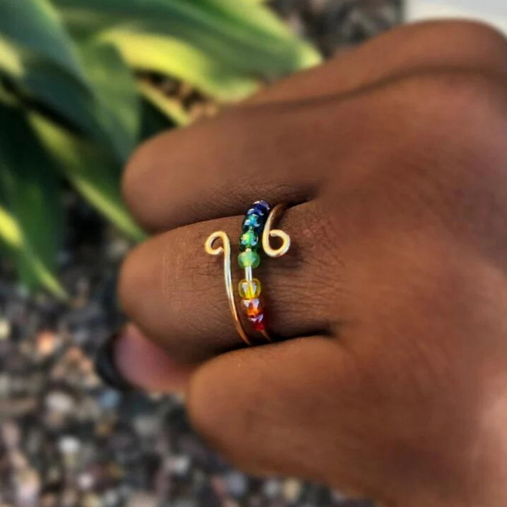 Anxiety Ring, Rotate Freely, Anti Stress, Adjustable Spinner Fidget Ring