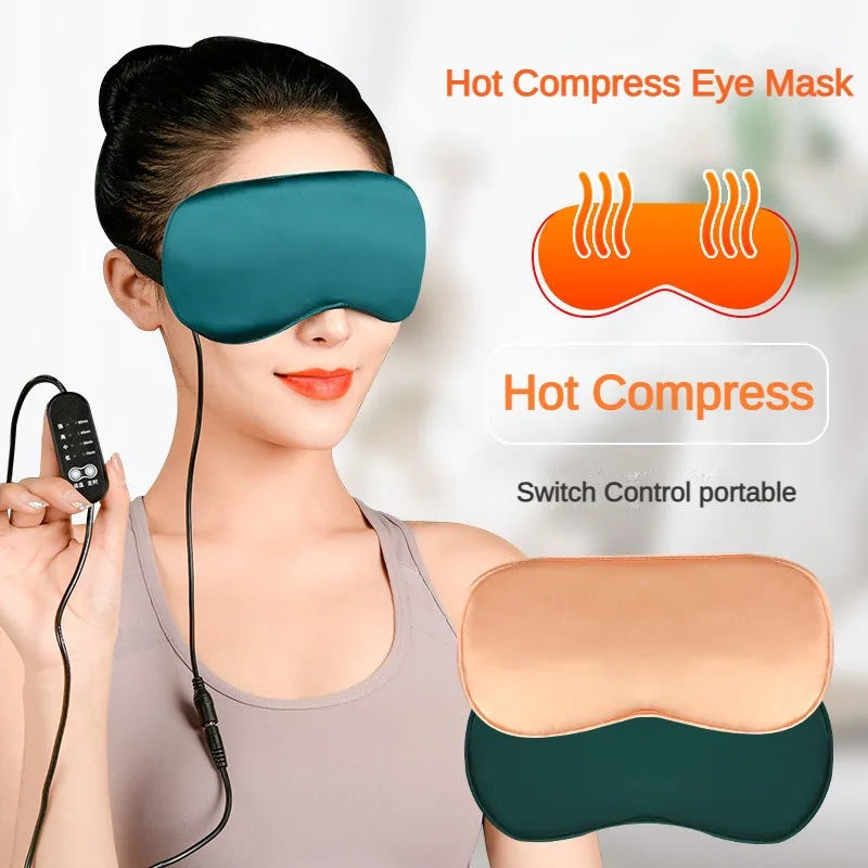 Silk Sleep Mask USB Heated Eye Mask, Hot Steam Compress