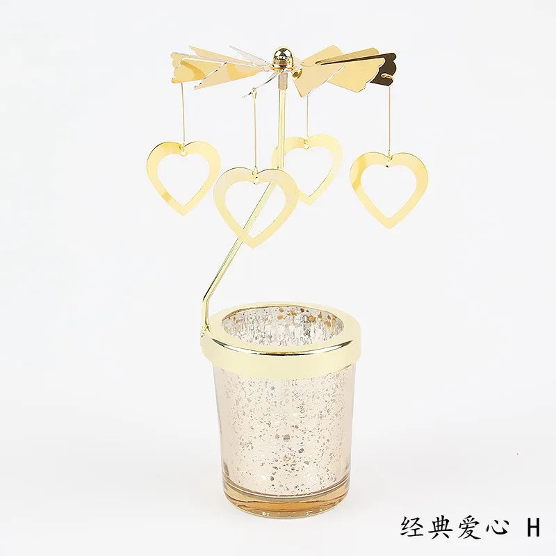 Metal Rotating Spinner Carousel Candle Tea Light Holder