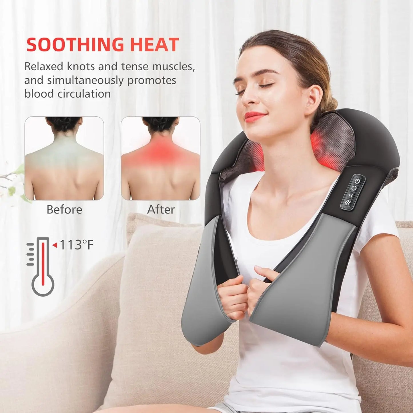 Wireless Shiatsu Neck And Back Massager Neck And Shoulder Kneading Massage Shawl Neck Cervical Relaxing Trapezius Massager