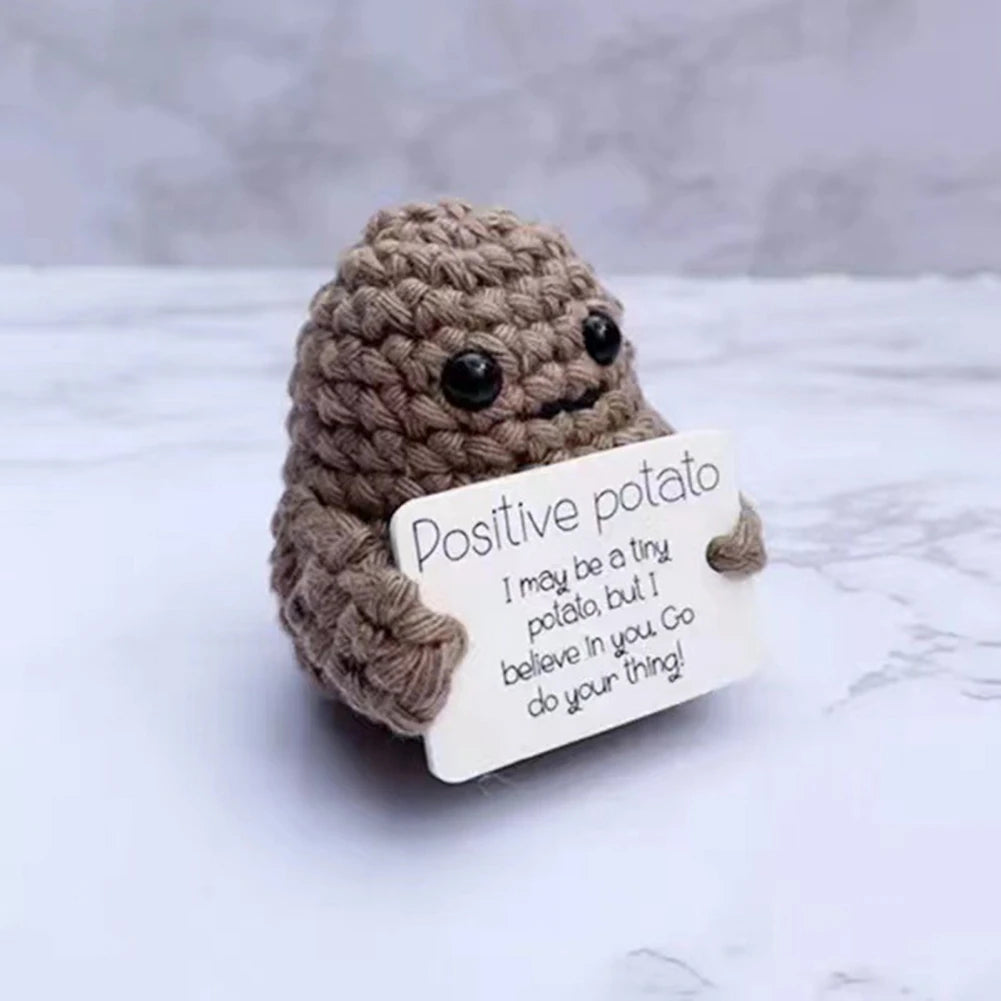 Cute Potato Wool Knitted Doll With Positivity Affirmation Cards