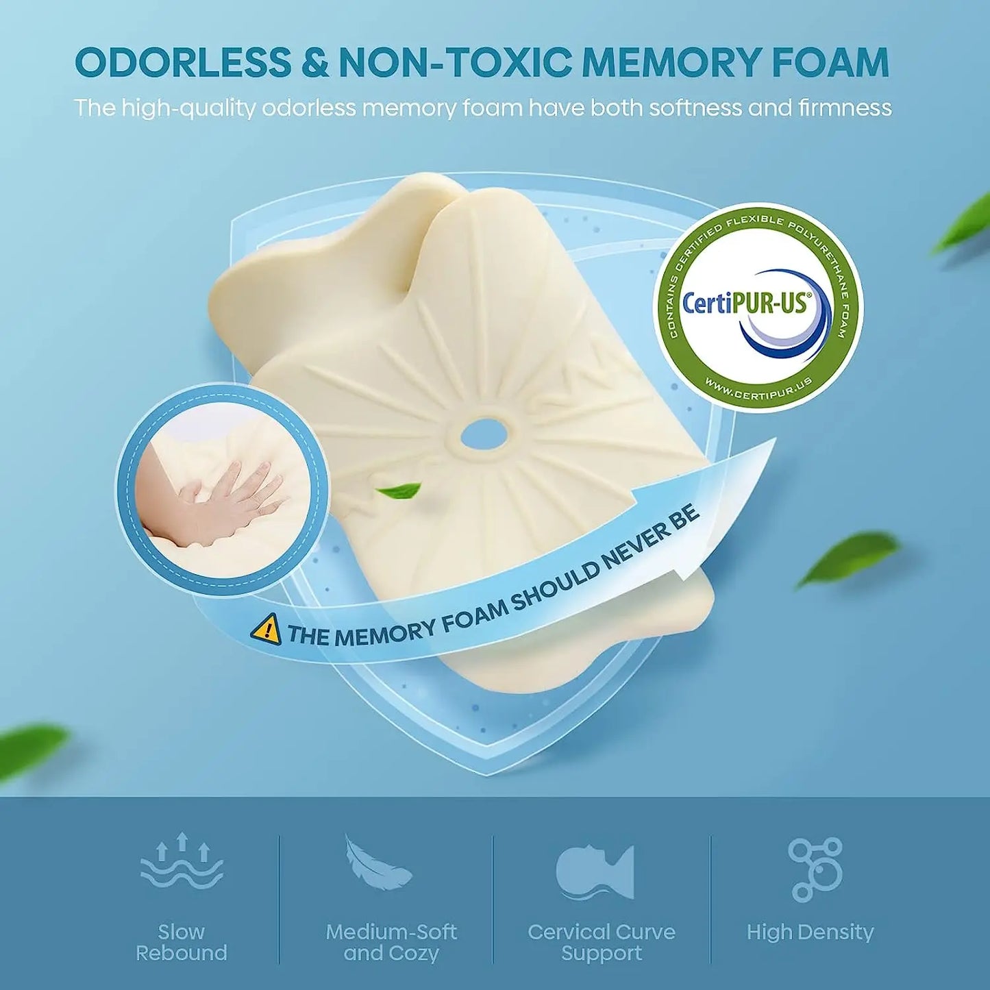 Pulatree Odorless Orthopedic Pillow For Neck And Shoulder Pain