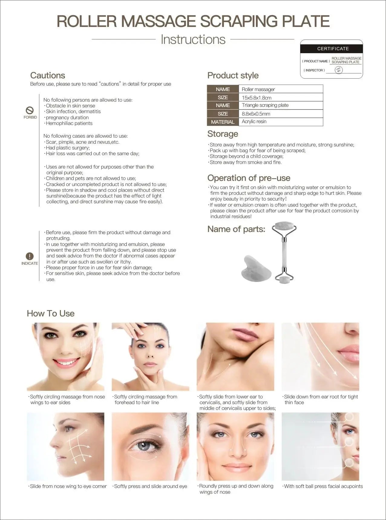 Roller & Gua Sha, Facial Roller Skin Care Tool
