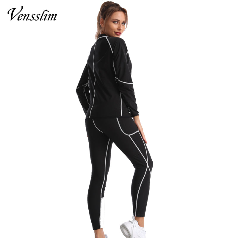 Women White line Shirt Sweat Sauna Pants Body Shapers