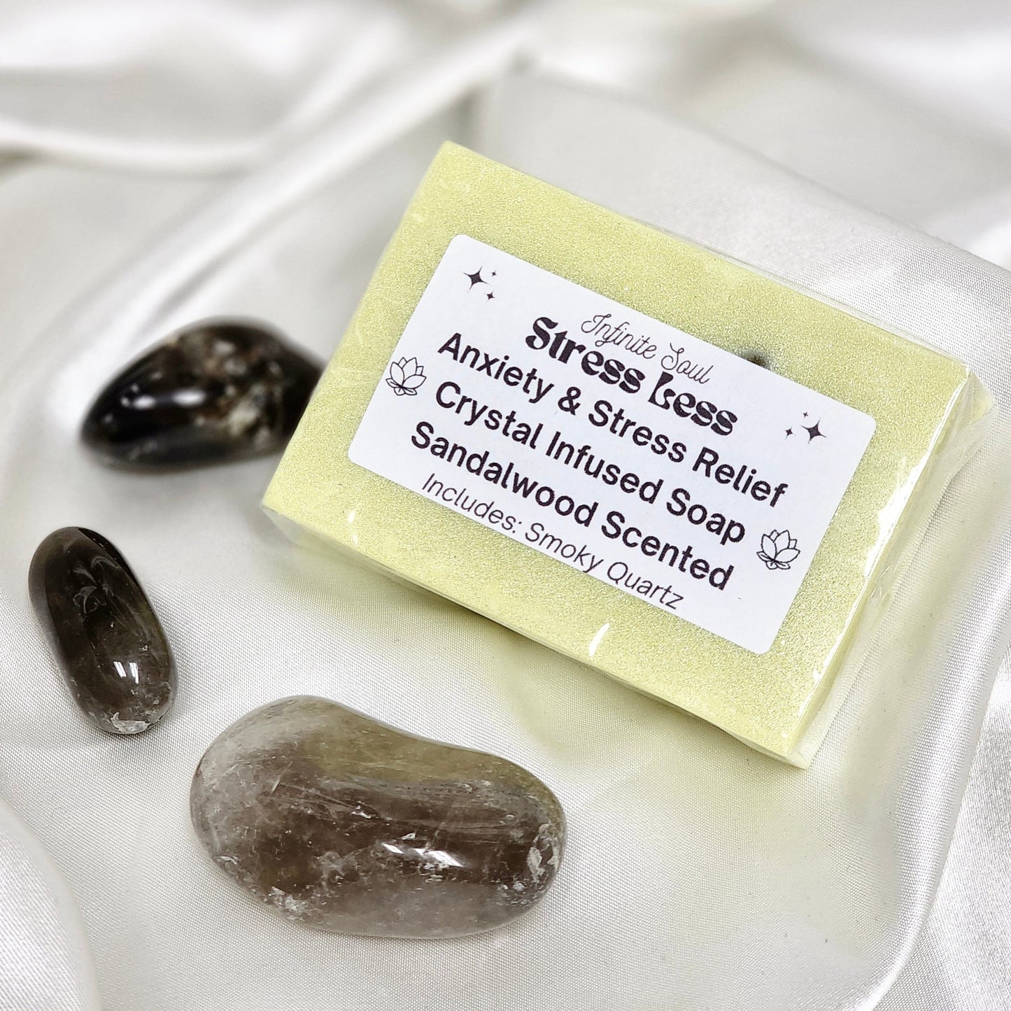 Stress Less: Anxiety & Stress Relief Crystal Infused Soap - Sandalwood