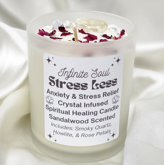 Stress Less: Anxiety & Stress Relief Crystal Infused Candle -