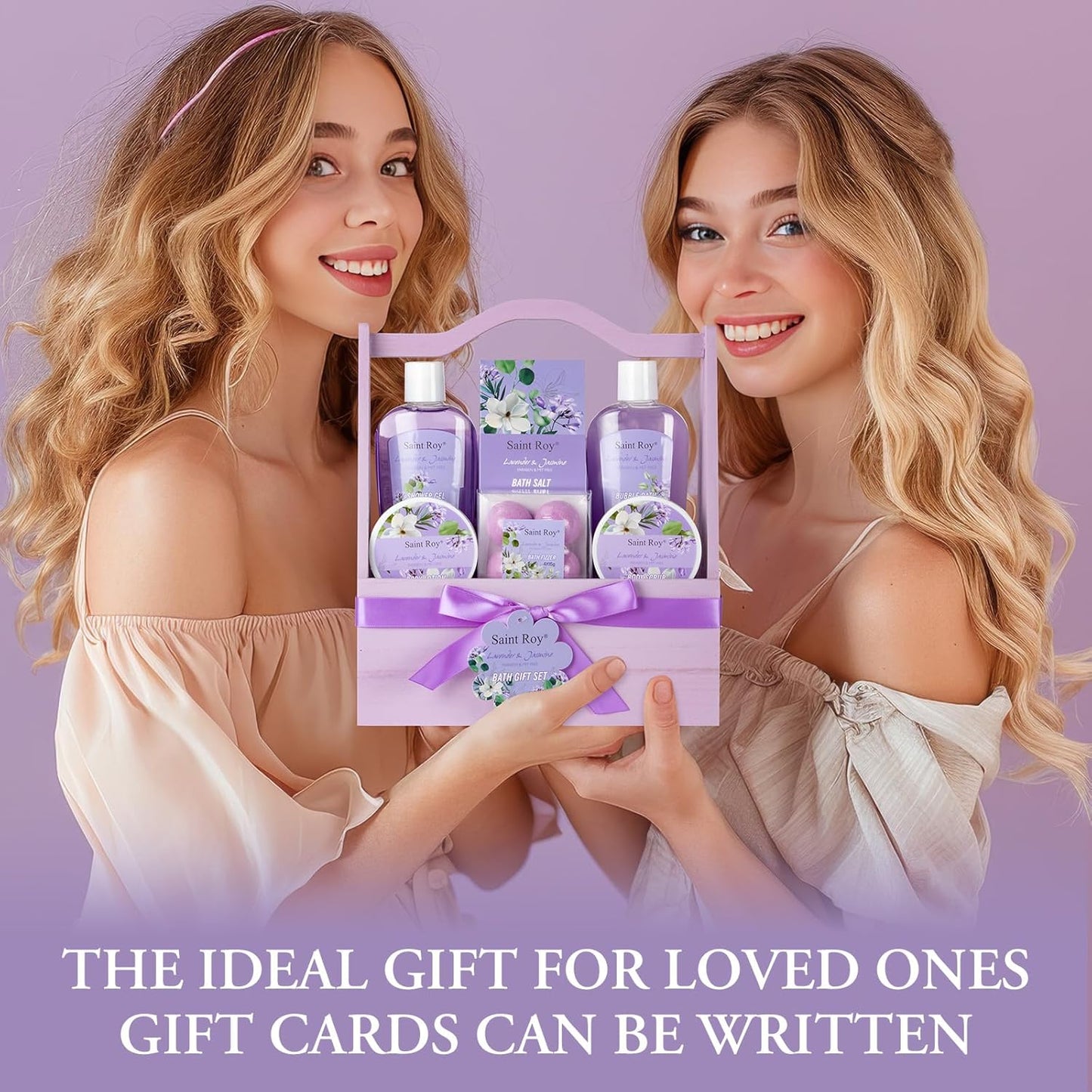 Mothers Day Gifts for Women, Bath and Body Gift Basket Set for Women, Birthday Gifts for Woman Self Care Get, Jasmine Spa Gift Basket 13-Pcs Bath Gift Set, Home Spa Gift Basket, Lavender Gift Baskets