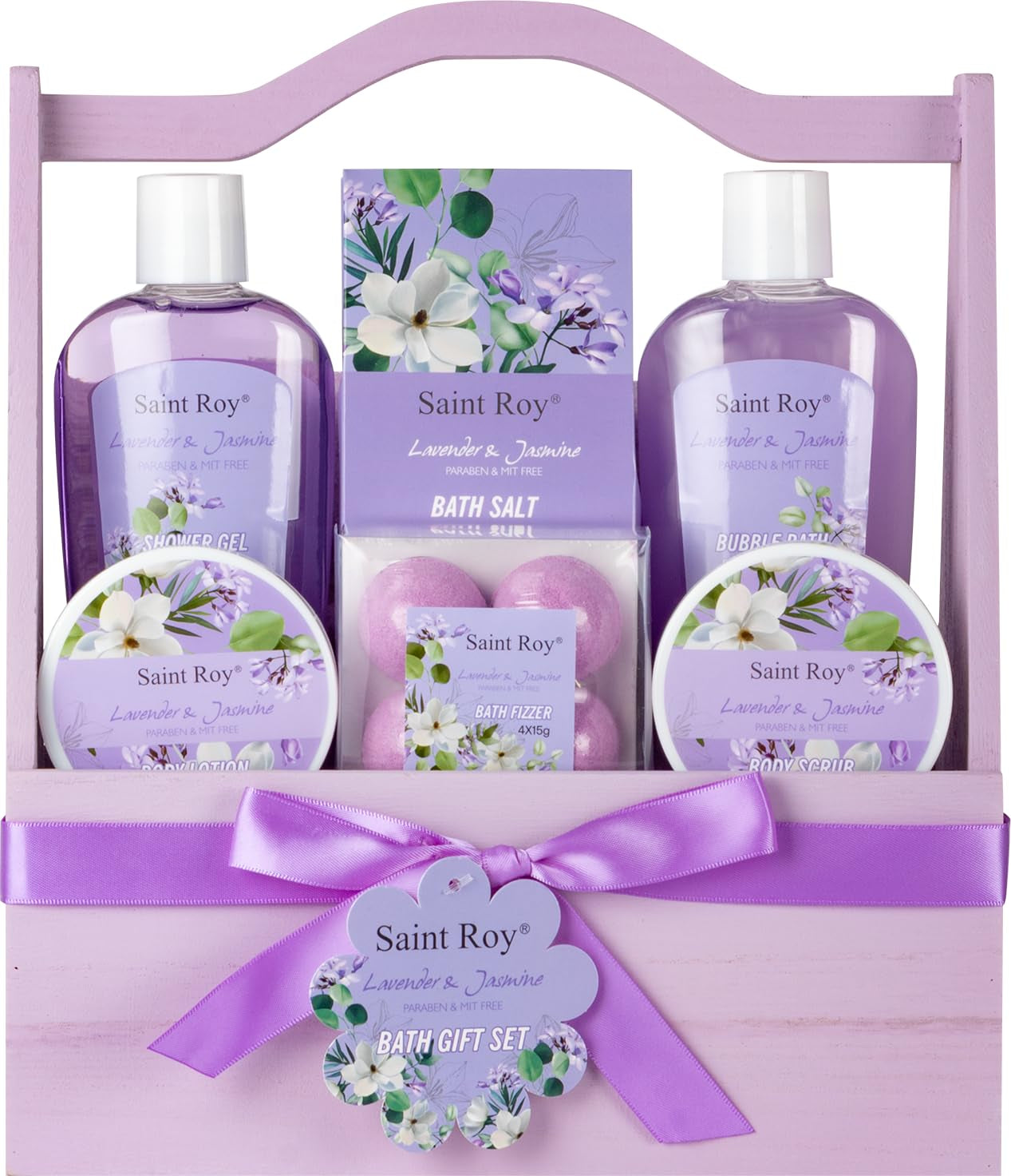 Mothers Day Gifts for Women, Bath and Body Gift Basket Set for Women, Birthday Gifts for Woman Self Care Get, Jasmine Spa Gift Basket 13-Pcs Bath Gift Set, Home Spa Gift Basket, Lavender Gift Baskets