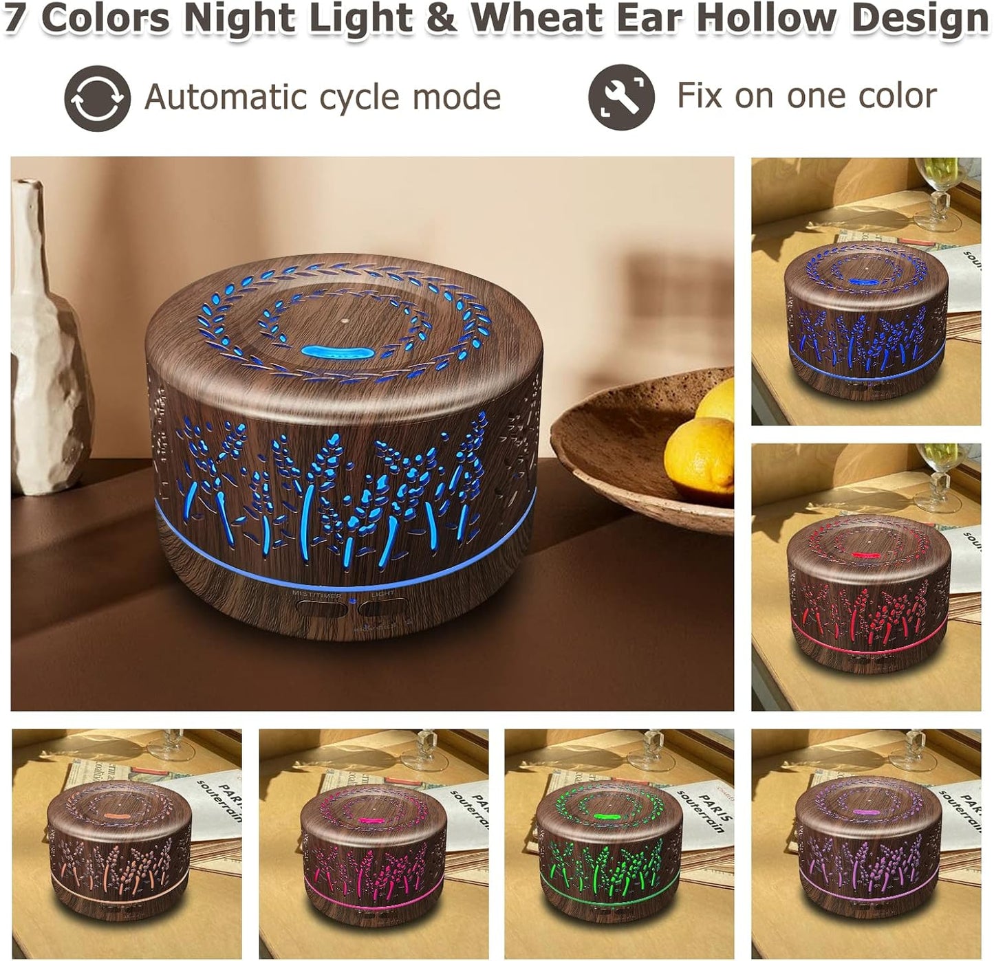600ml Ultrasonic Essential Oil Diffuser with Remote Control | Large Room Aromatherapy Humidifier