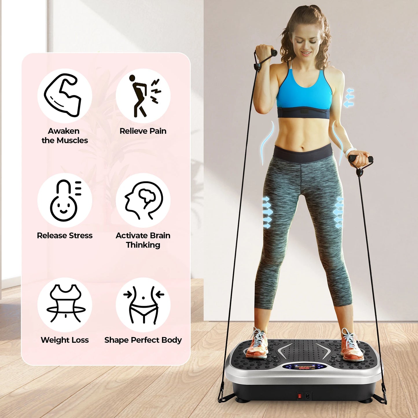 Vibration Plate Exercise Machine Whole Body Workout Fitness 3D Vibration Platform Whole Body Vibration Machine for Home Fitness