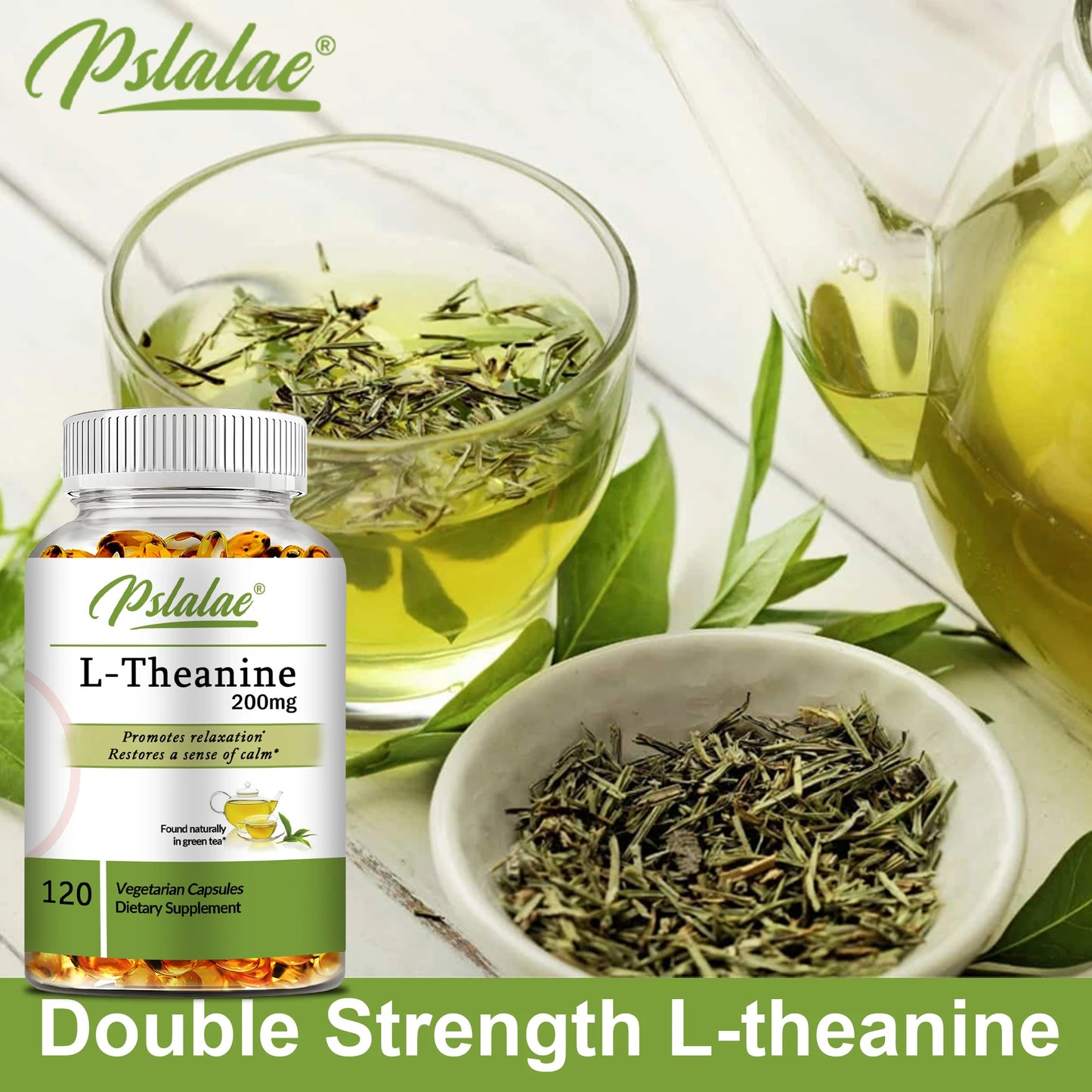 Premium L-Theanine 200mg - Relieves Stress, Supports Calmness and Relaxation - 120 Capsules