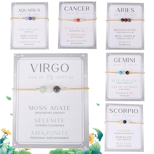 Twelve Constellation Moonstone Combination Color Protection Women's Bracelet