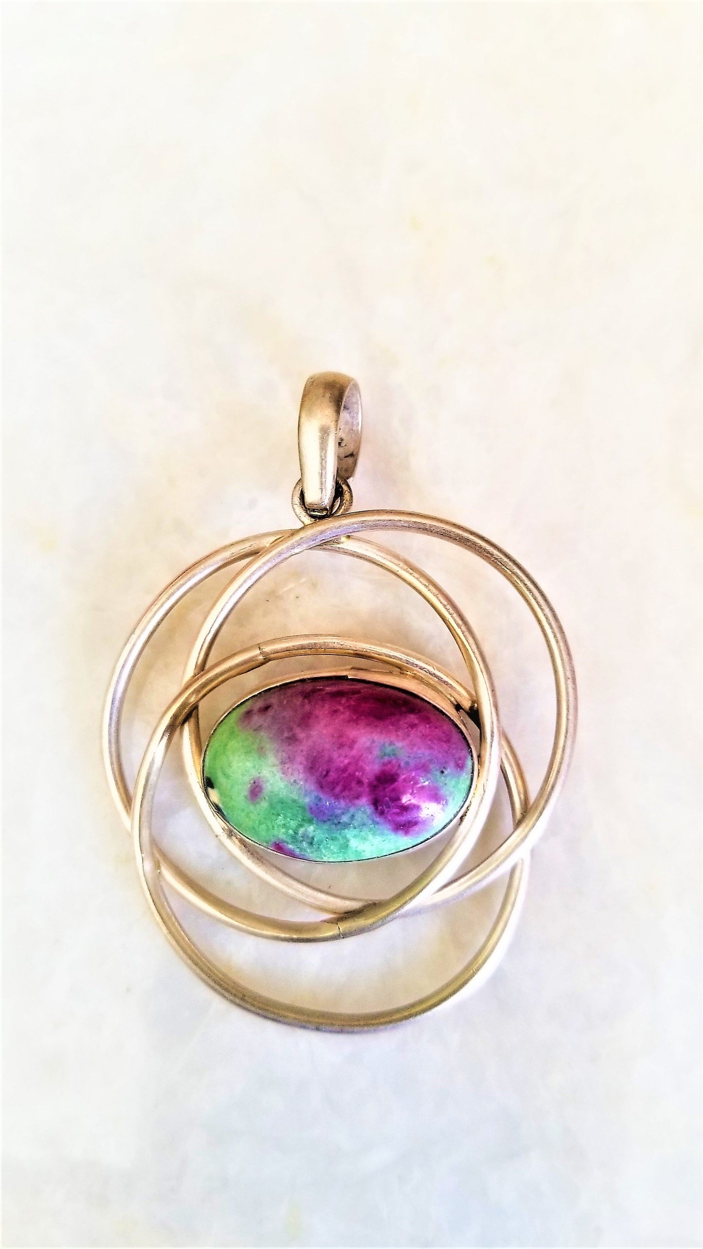 Handcrafted Silver Ruby Zoisite Pendant: Natural Energy for Anxiety Relief