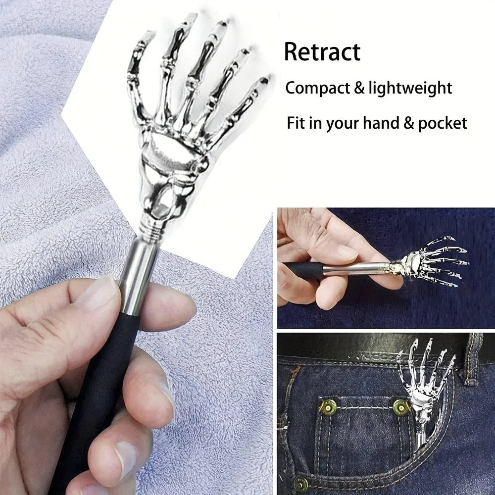 Premium Portable Extendable Back Scratcher | Telescoping Stainless Steel Massager for Humans & Pets