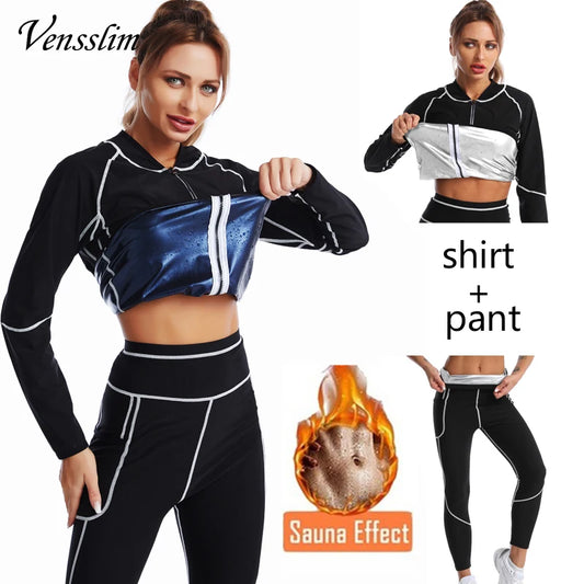 Women White line Shirt Sweat Sauna Pants Body Shapers