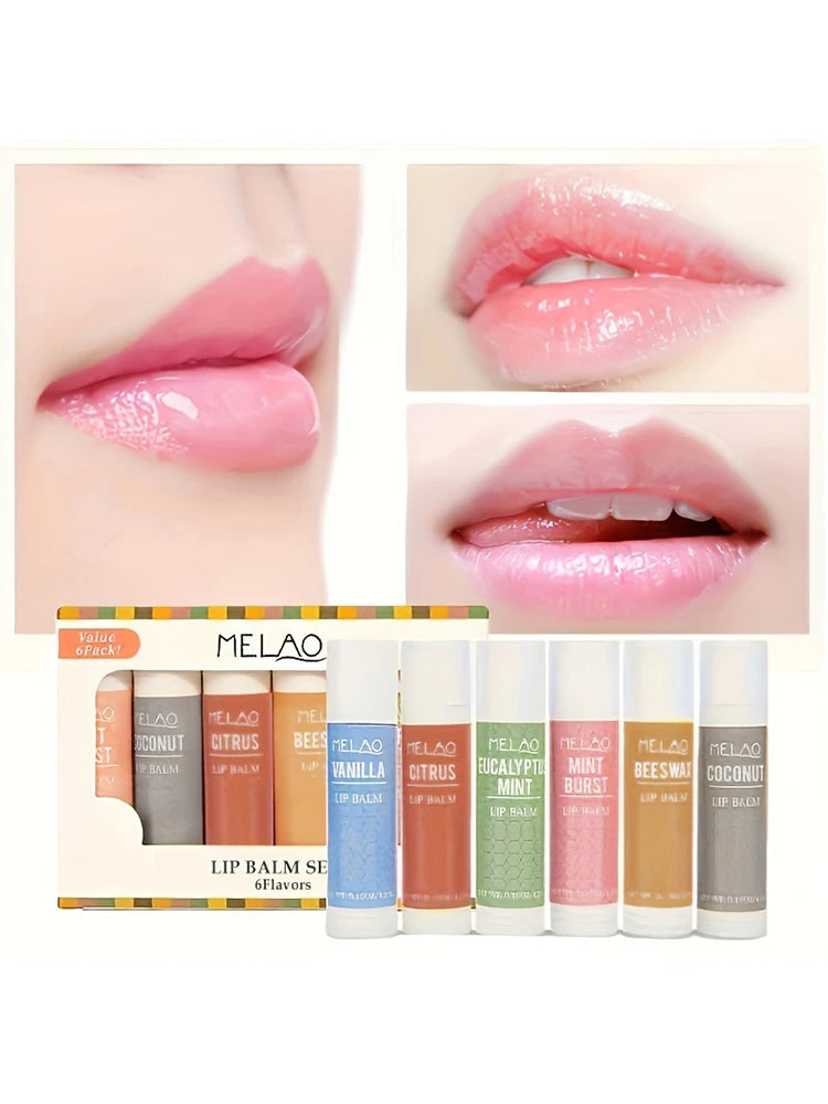 MELAO Lip Balm Set with Aloe, Extra Virgin Olive Oil, Beeswax & Essential Oils
