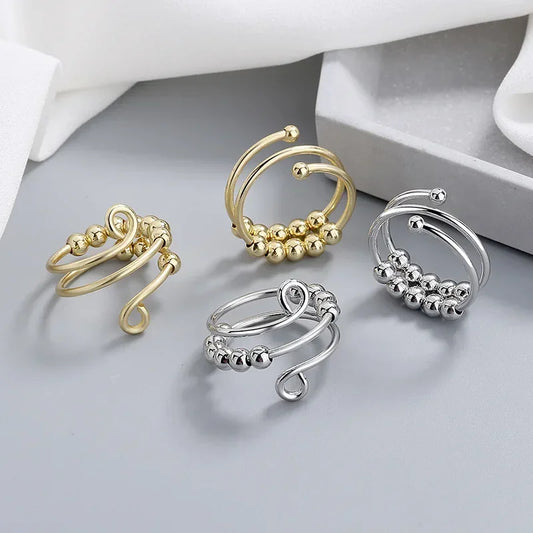 Anxiety Ring, Rotate Freely, Anti Stress, Adjustable Spinner Fidget Ring