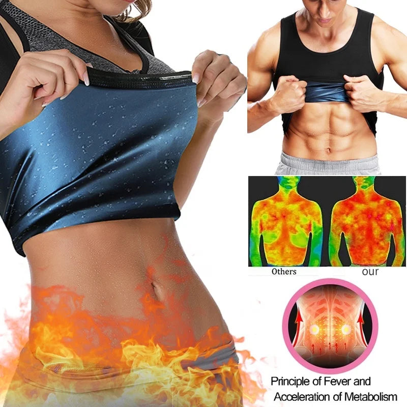 Women Thermo Sweat Vest Men Sauna Tank Top Slimming Belly Compression Waist Trainer Fat Burning Abdomen Workout Shirt Gym Corset