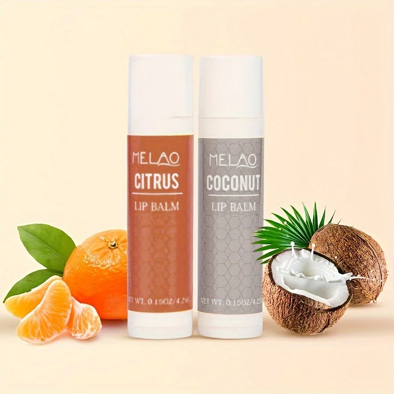 MELAO Lip Balm Set with Aloe, Extra Virgin Olive Oil, Beeswax & Essential Oils
