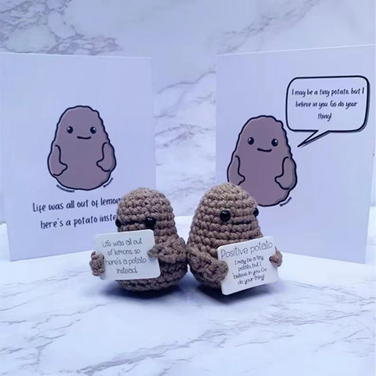 Cute Potato Wool Knitted Doll With Positivity Affirmation Cards
