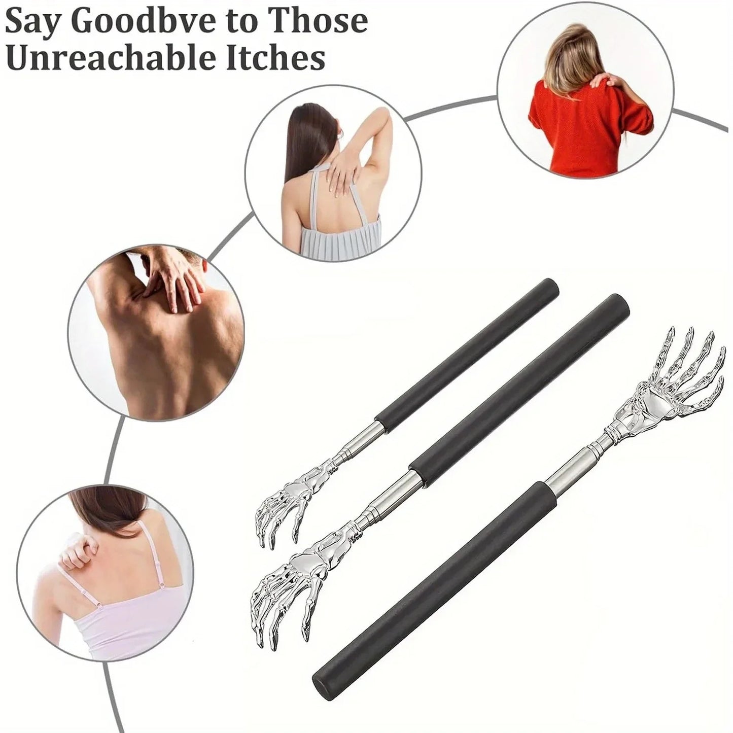 Premium Portable Extendable Back Scratcher | Telescoping Stainless Steel Massager for Humans & Pets