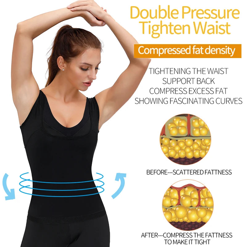 Women Thermo Sweat Vest Men Sauna Tank Top Slimming Belly Compression Waist Trainer Fat Burning Abdomen Workout Shirt Gym Corset
